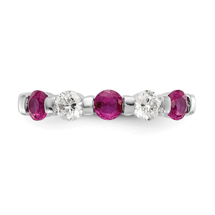 Buy Exclusive 14K White Gold Eternity Band with 1/3 Carat Diamond & Ruby - Affordable Luxury!-4