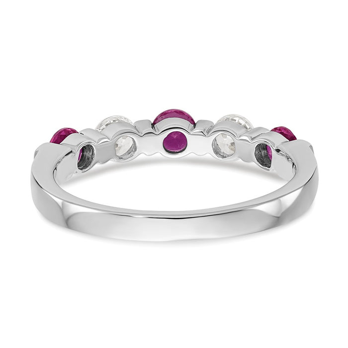 Buy Exclusive 14K White Gold Eternity Band with 1/3 Carat Diamond & Ruby - Affordable Luxury!-5