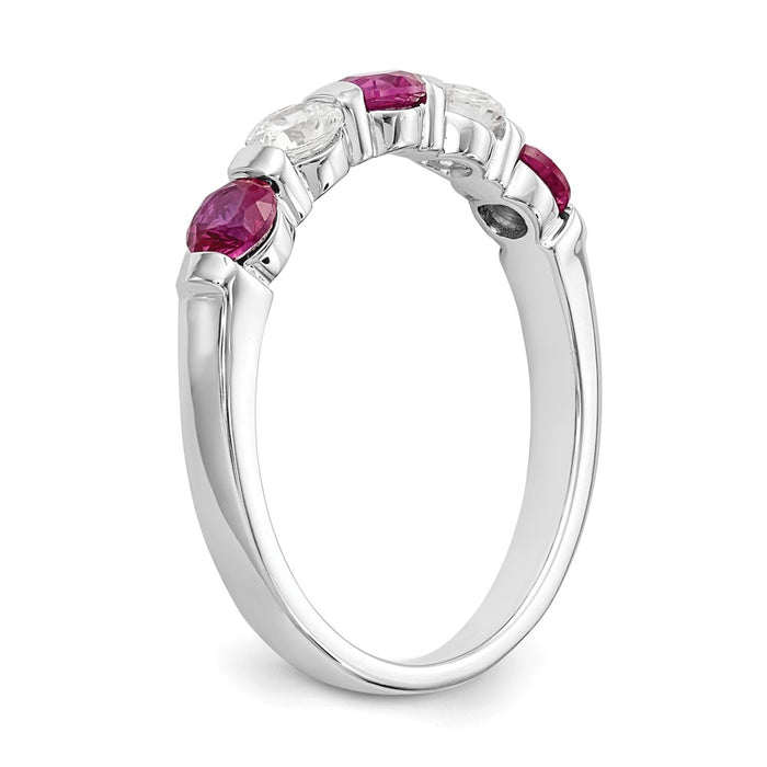Buy Exclusive 14K White Gold Eternity Band with 1/3 Carat Diamond & Ruby - Affordable Luxury!-6