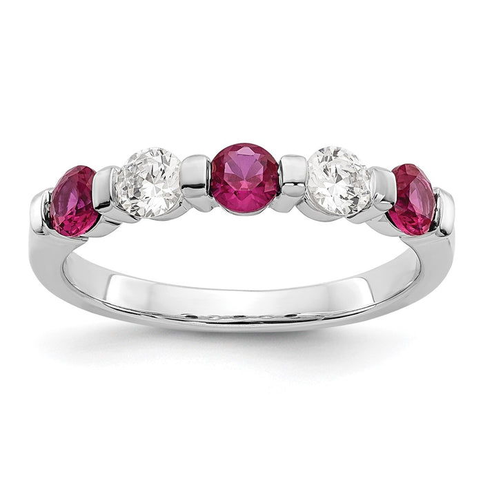 Buy Exclusive 14K White Gold Eternity Band with 1/3 Carat Diamond & Ruby - Affordable Luxury!-1