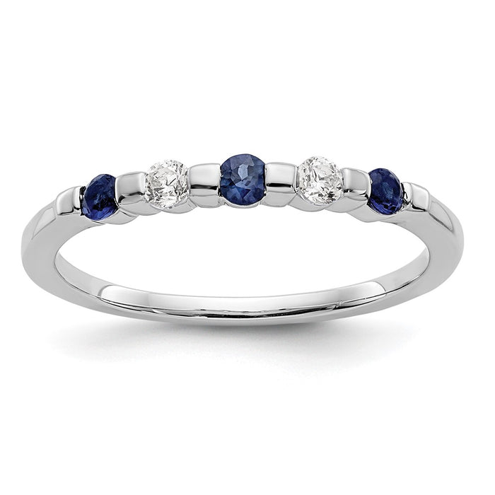 Buy Stylish 14K White Gold Eternity Band with 1/10 Carat Diamonds & Sapphires-1