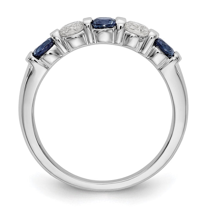 Shop Stylish 14K White Gold Eternity Band - 1/3 Carat Diamond & Blue Sapphire-2