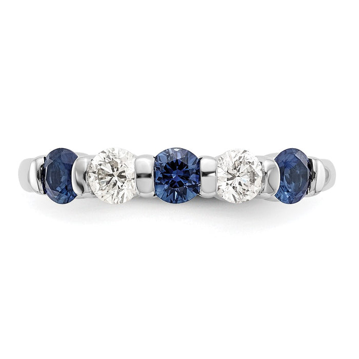 Shop Stylish 14K White Gold Eternity Band - 1/3 Carat Diamond & Blue Sapphire-4