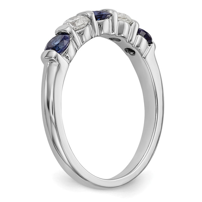 Shop Stylish 14K White Gold Eternity Band - 1/3 Carat Diamond & Blue Sapphire-6