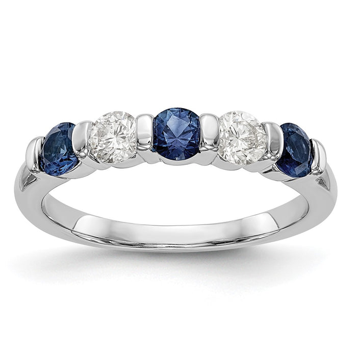 Shop Stylish 14K White Gold Eternity Band - 1/3 Carat Diamond & Blue Sapphire-1