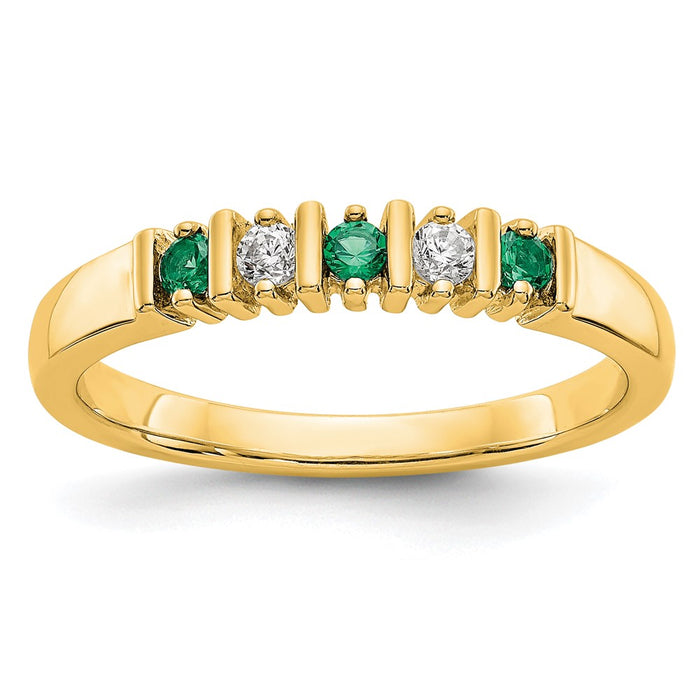 Shop Exclusive 14K Yellow Gold Diamond & Emerald Eternity Band, 1/15 Carat-1