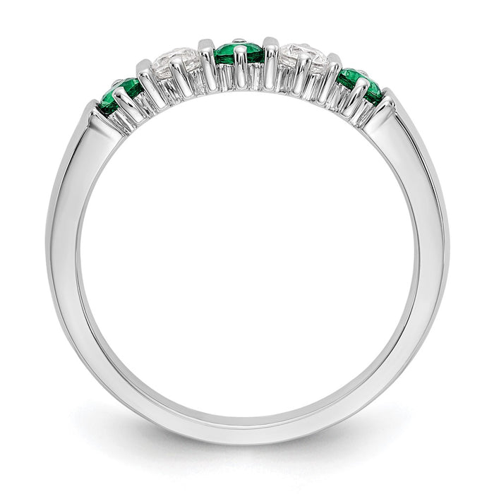 Exclusive 14K White Gold 1/5 Carat Diamond & Emerald Eternity Band - Stylish Value-2