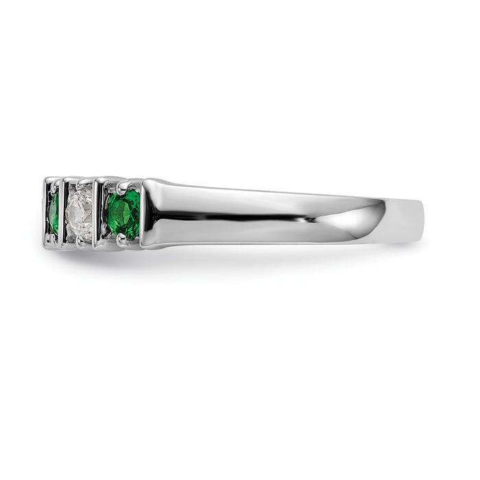 Exclusive 14K White Gold 1/5 Carat Diamond & Emerald Eternity Band - Stylish Value-3