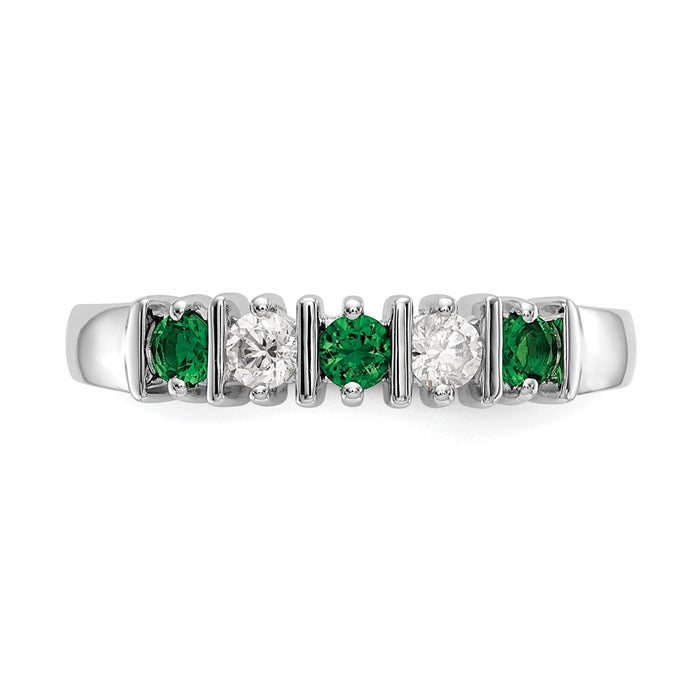 Exclusive 14K White Gold 1/5 Carat Diamond & Emerald Eternity Band - Stylish Value-4