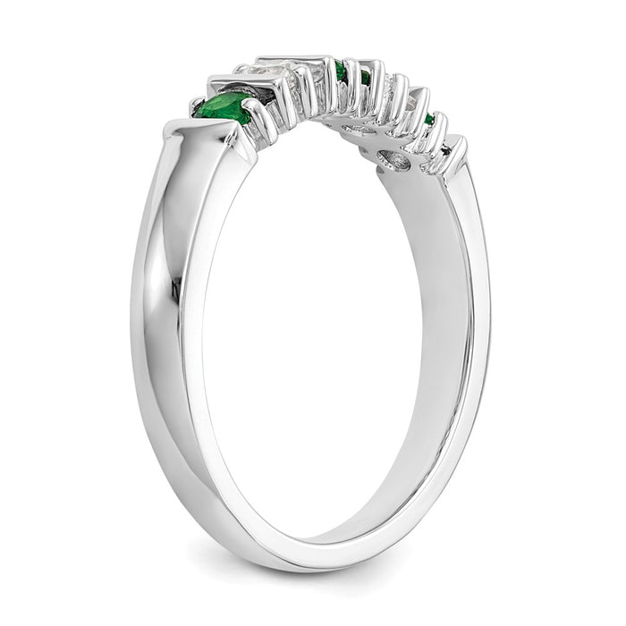 Exclusive 14K White Gold 1/5 Carat Diamond & Emerald Eternity Band - Stylish Value-6