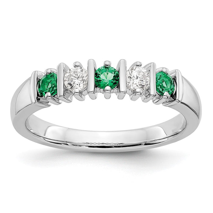 Buy Stylish 14K White Gold Diamond & Emerald Eternity Band, 1/5 Carat Weight-1