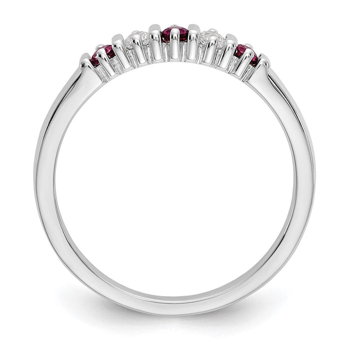Buy Stylish 14K White Gold Diamond & Ruby Full Band Ring, 1/15 Carat-2