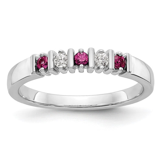 Shop Stylish 14K White Gold Diamond & Ruby Full Band Ring - 1/15 Carat