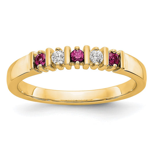 Exclusive 14K Gold Diamond & Ruby Full Band Ring - 1/15 Carat Value