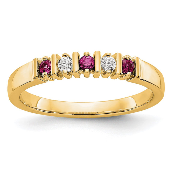 Exclusive 14K Gold Diamond & Ruby Full Band Ring - 1/15 Carat Value-1