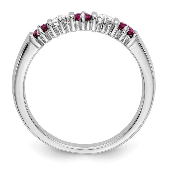 Buy Exclusive 14K White Gold Diamond & Ruby Full Band Ring, 1/5 Carat Luxury-2