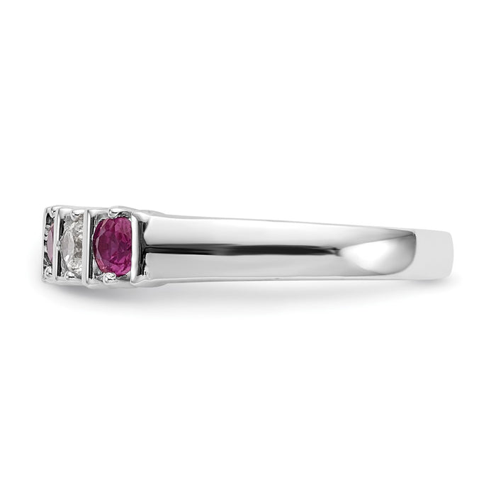 Buy Exclusive 14K White Gold Diamond & Ruby Full Band Ring, 1/5 Carat Luxury-3