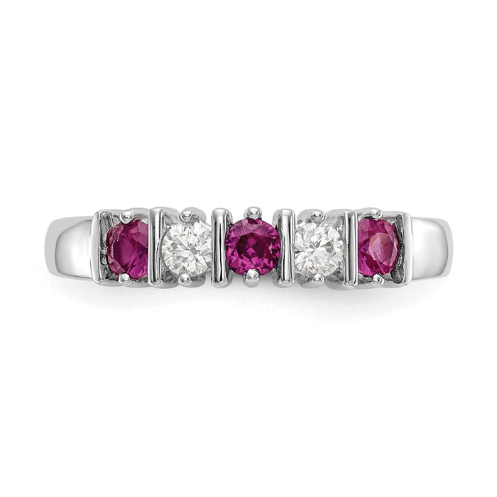 Exclusive 14K White Gold Ruby Band Ring with 1/5 Carat Diamonds - Stylish Value-4