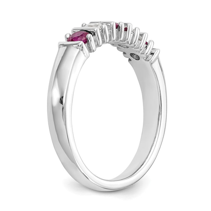 Exclusive 14K White Gold Ruby Band Ring with 1/5 Carat Diamonds - Stylish Value-6