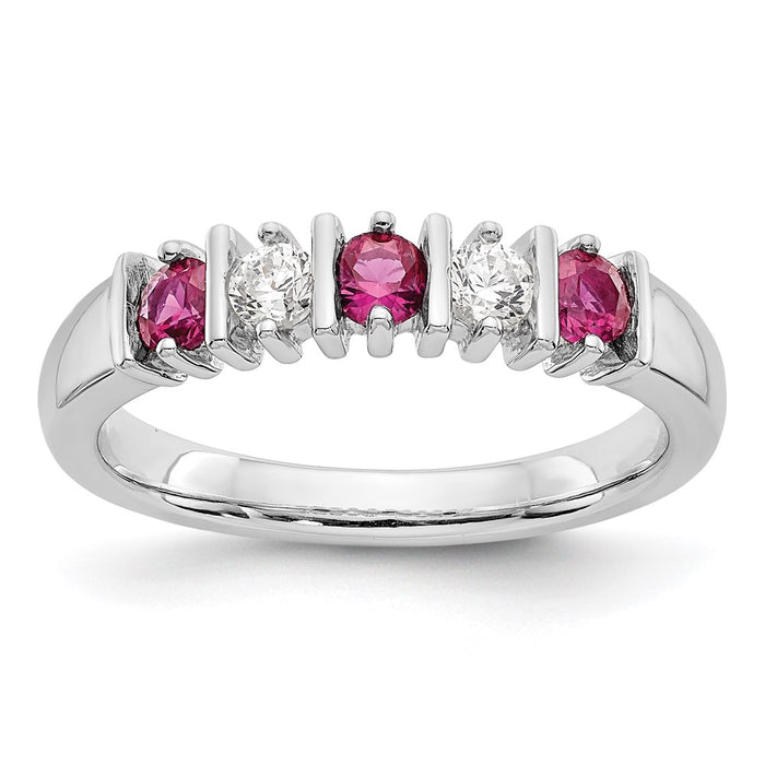 Exclusive 14K White Gold Ruby Band Ring with 1/5 Carat Diamonds - Stylish Value-1