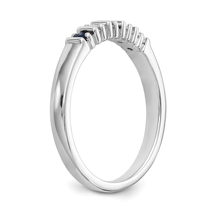 Exclusive 14K White Gold Diamond & Blue Sapphire Band, 1/15 Carat - Stylish Value!-6