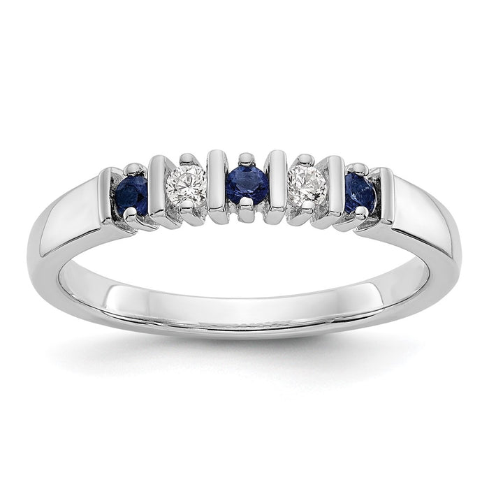 Exclusive 14K White Gold Diamond & Blue Sapphire Band, 1/15 Carat - Stylish Value!-1