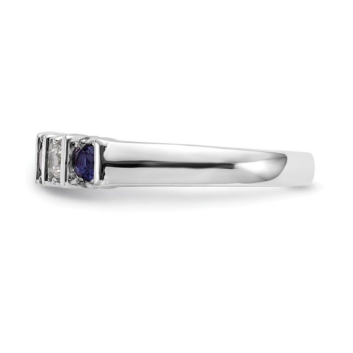 Exclusive 14K White Gold Diamond & Blue Sapphire Eternity Band - 1/5 Carat Value-3