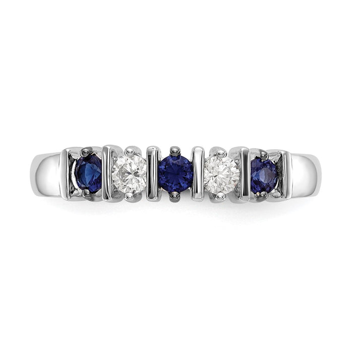 Buy Stylish 14K White Gold Eternity Band with 1/5 Carat Diamonds & Sapphires-4