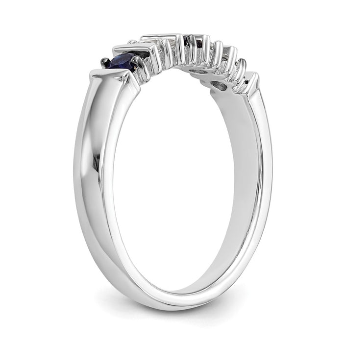 Exclusive 14K White Gold Diamond & Blue Sapphire Eternity Band - 1/5 Carat Value-6