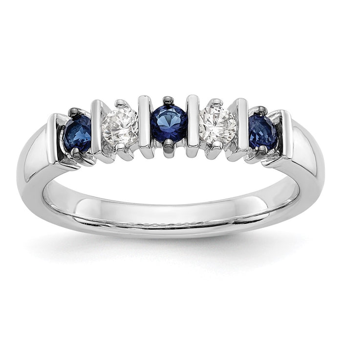 Exclusive 14K White Gold Diamond & Blue Sapphire Eternity Band - 1/5 Carat Value-1
