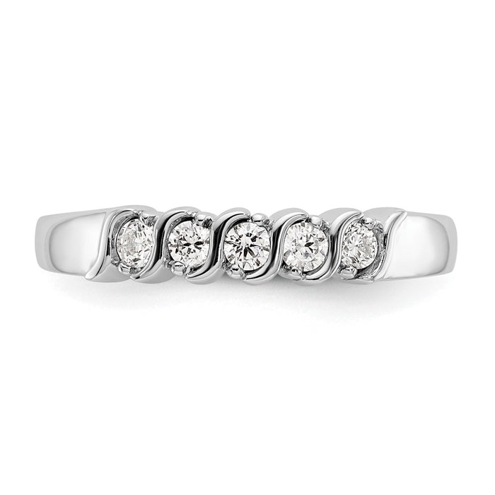 Buy Stylish 14K White Gold 5-Stone Diamond Band - 1/4 Carat Total Weight-4