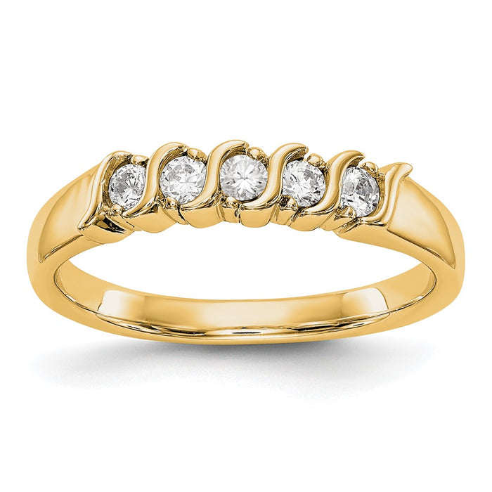 High-Quality 14K Yellow Gold 5-Stone Diamond Band - 1/4 Carat, Stylish Value!-1