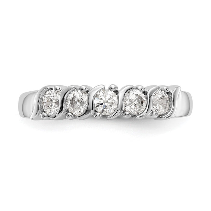 Exclusive 14K White Gold 5-Stone Round Diamond Band - 1/2 Carat Luxury-4