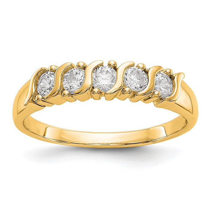 Buy Stylish 14K Yellow Gold 5-Stone Diamond Band for 2.9mm Round Stones-1