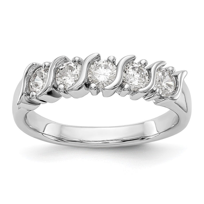 Buy Stylish 14K White Gold 5-Stone Diamond Band - 3/4 Carat Value-1