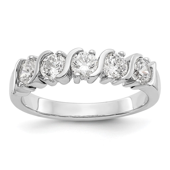 Buy 14K White Gold 5-Stone Round Diamond Band - 1 Carat Luxury Elegance-1