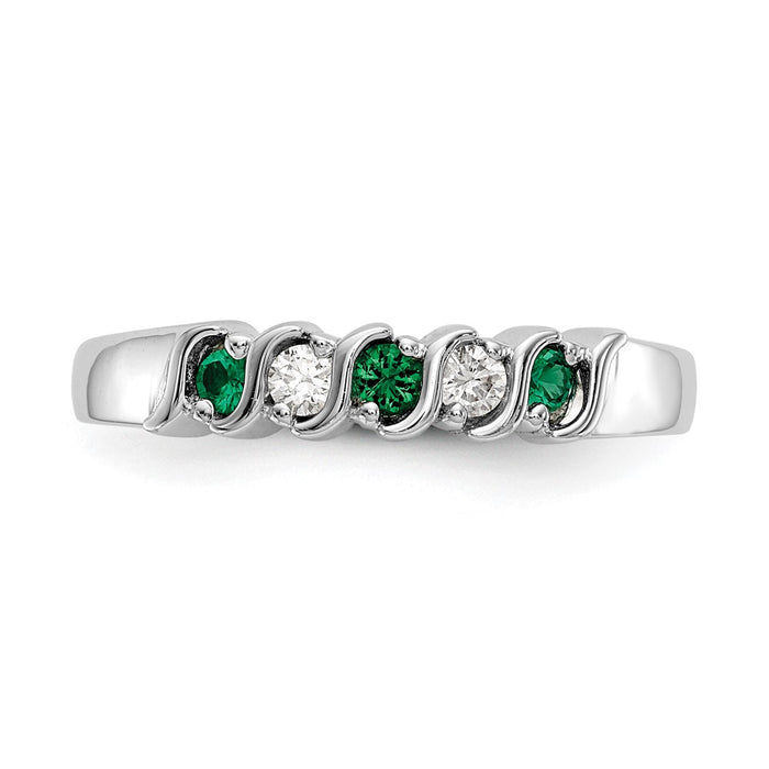 Shop Stylish 14K White Gold Diamond & Emerald Eternity Band - 1/10 Carat-4