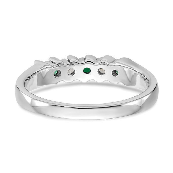 Shop Stylish 14K White Gold Diamond & Emerald Eternity Band - 1/10 Carat-5