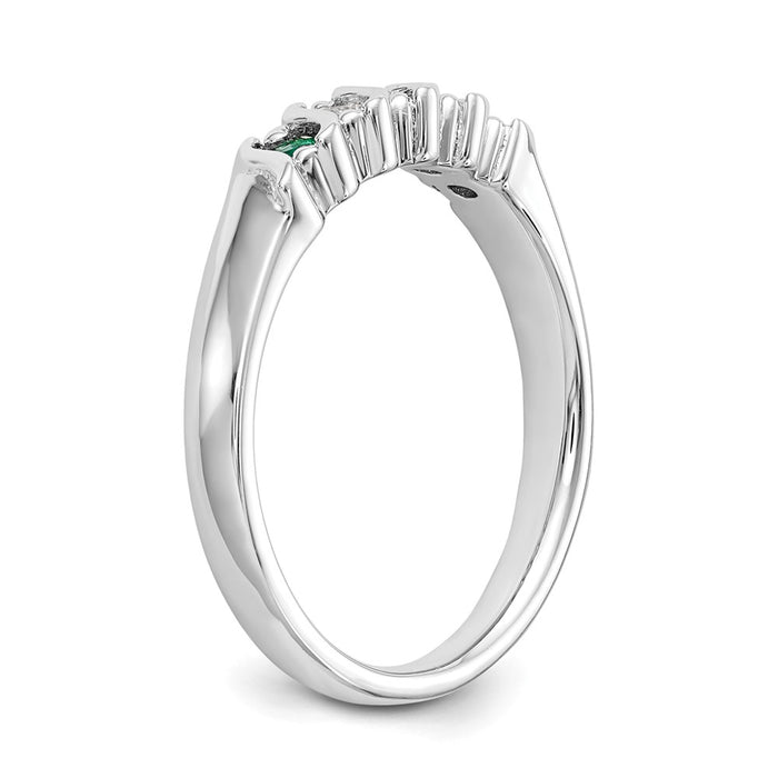 Shop Stylish 14K White Gold Diamond & Emerald Eternity Band - 1/10 Carat-6
