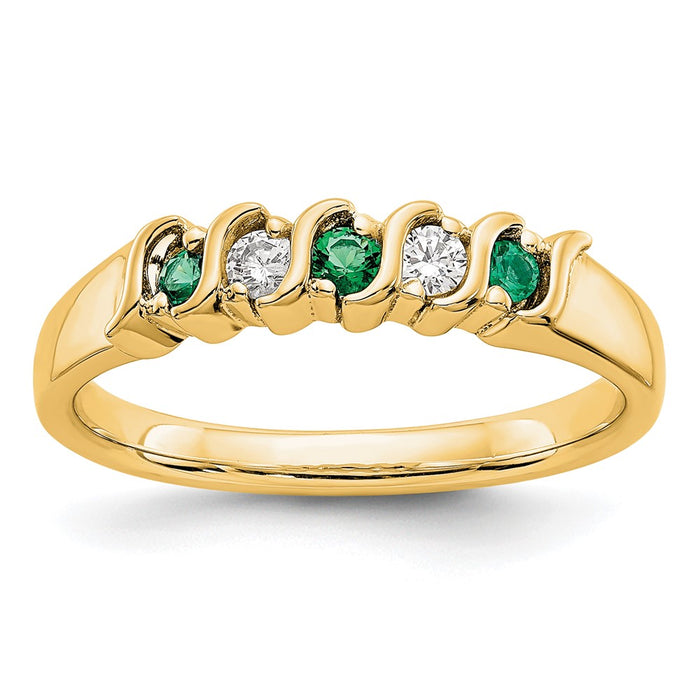 Shop Stylish 14K Yellow Gold Eternity Band with 1/10 Carat Diamond & Emerald-1