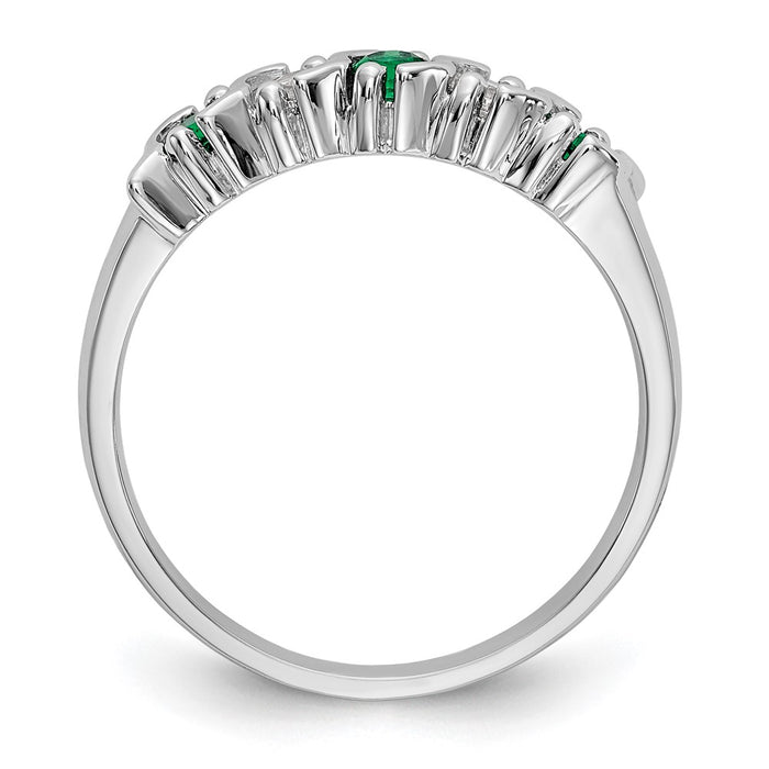 Exclusive 14K White Gold Diamond & Emerald Eternity Band | 1/5 Carat Value-2