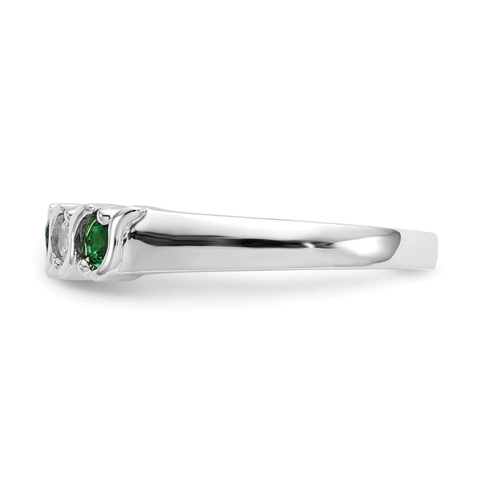 Exclusive 14K White Gold Diamond & Emerald Eternity Band | 1/5 Carat Value-3