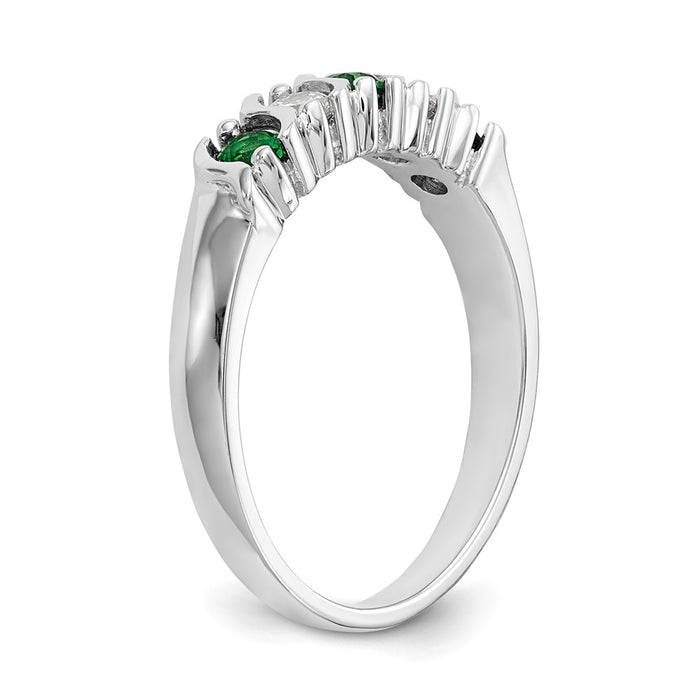 Exclusive 14K White Gold Diamond & Emerald Eternity Band | 1/5 Carat Value-6