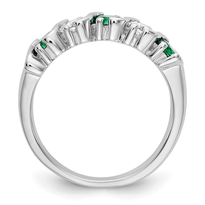 Exclusive 14K White Gold 3/8 Carat Diamond & Emerald Eternity Band - Stylish Value-2