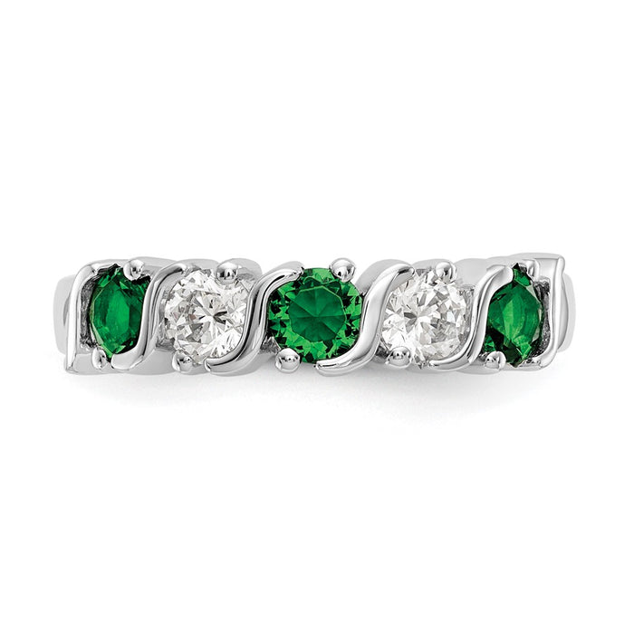 Exclusive 14K White Gold 3/8 Carat Diamond & Emerald Eternity Band - Stylish Value-4