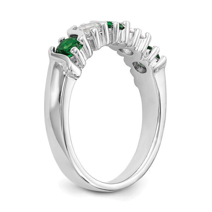 Exclusive 14K White Gold 3/8 Carat Diamond & Emerald Eternity Band - Stylish Value-6