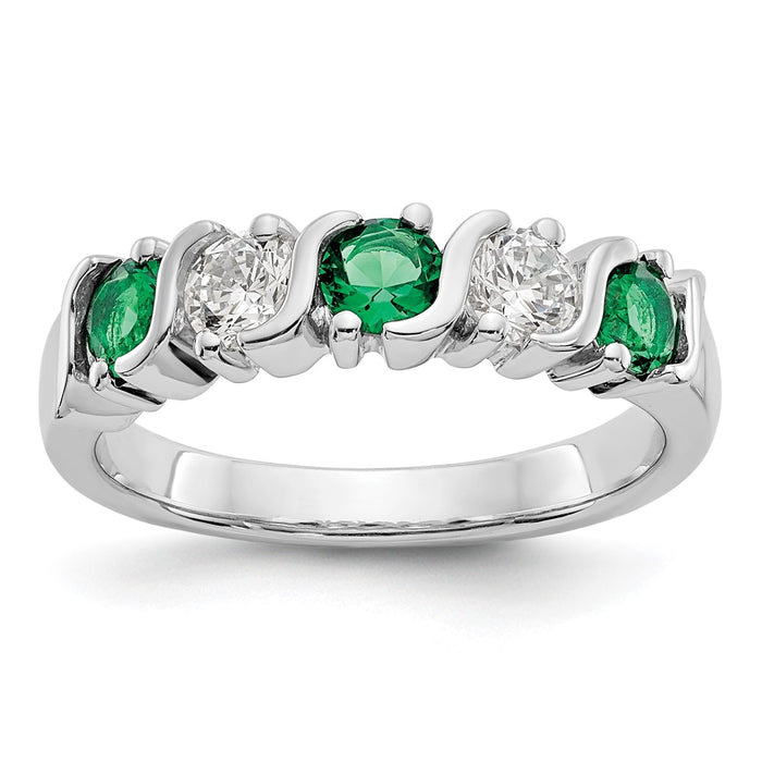 Exclusive 14K White Gold 3/8 Carat Diamond & Emerald Eternity Band - Stylish Value-1