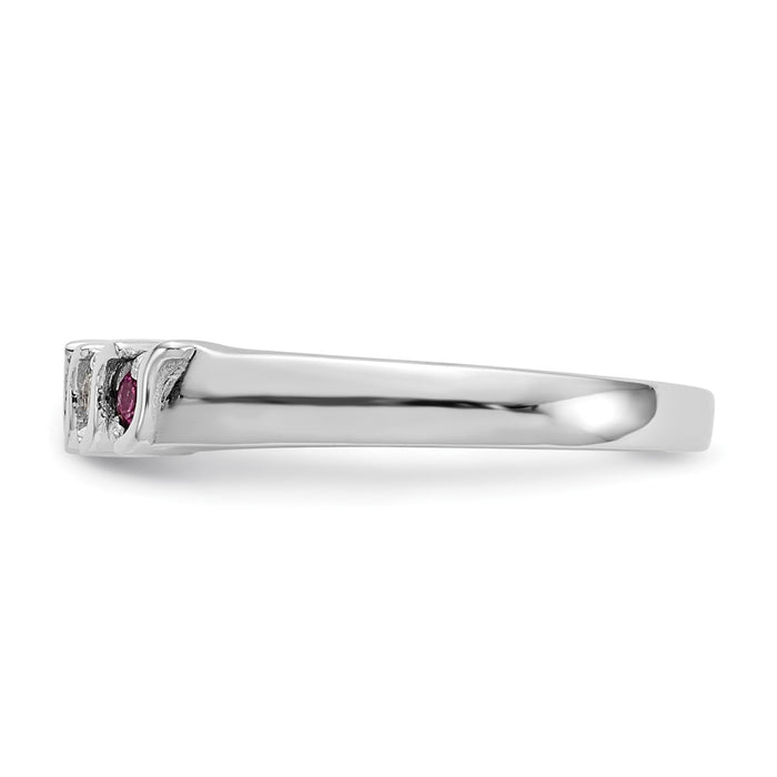 Buy Stylish 14K White Gold Diamond & Ruby Full Band Ring - 1/10 Carat Diamonds-3