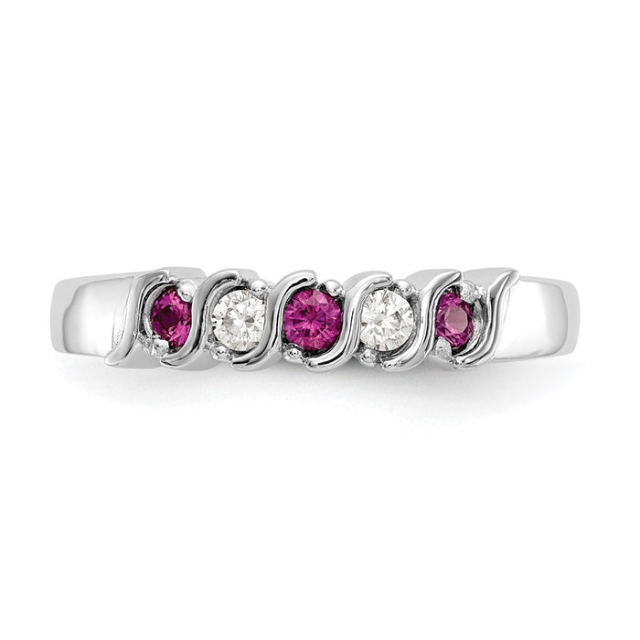 Buy Stylish 14K White Gold Diamond & Ruby Full Band Ring - 1/10 Carat Diamonds-4