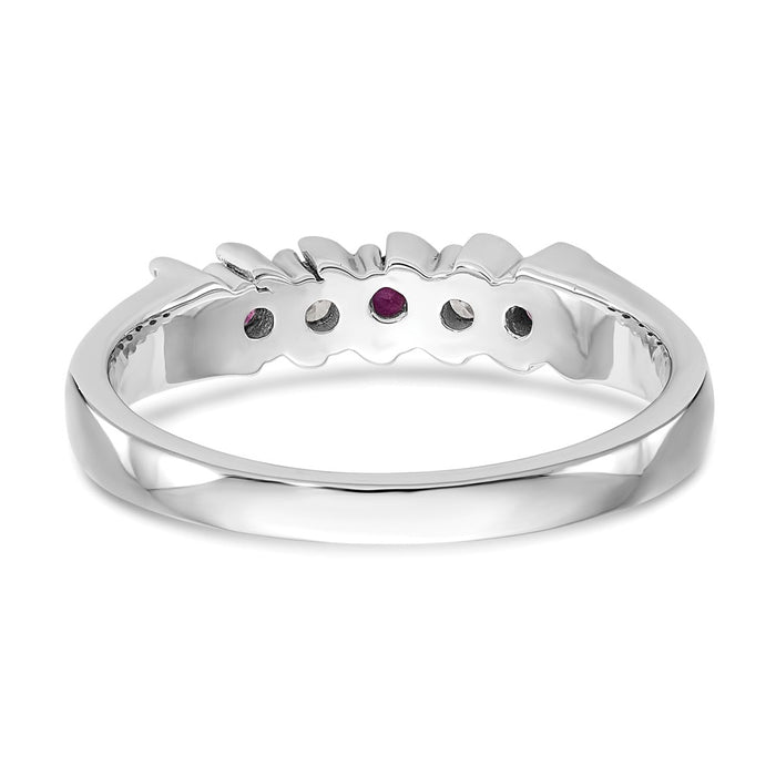 Buy Stylish 14K White Gold Diamond & Ruby Full Band Ring - 1/10 Carat Diamonds-5
